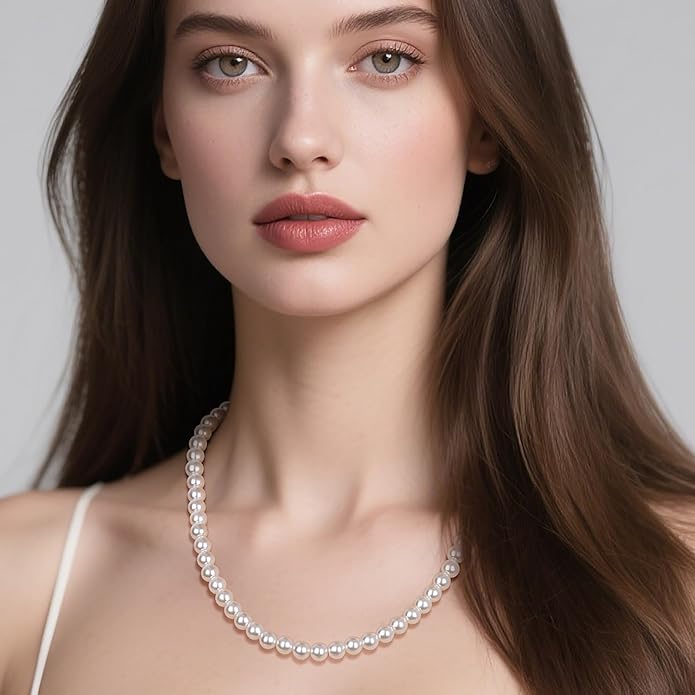 la luen Pearl Bride Wedding Jewelry Set Faux Pearls Crystal Rhinestone Necklace Earrings Bracelet Sets for Women Bridesmaid(3 PCS)