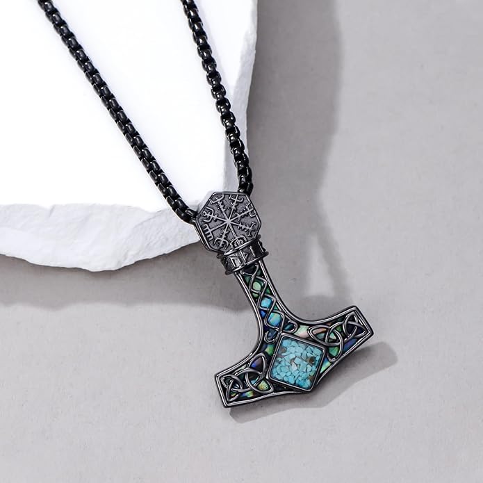 Suiknsn Arrowhead Necklace for Men Women 925 Sterling Silver Turquoise Malachite Celtic/Eye of Horus/Viking Arrow Pendant Amulet Jewelry Gifts Native American Necklace