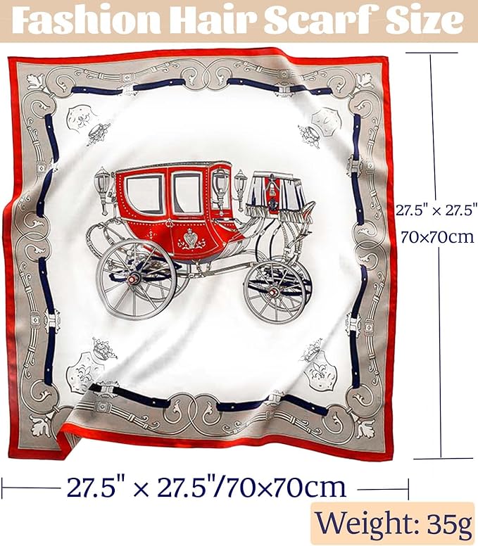 kcctoo 27.5" Mulberry Silk Feeling Head Scarf Women's Fashion Square Neck Satin Scarfs for Bag Hair Scarves Gift