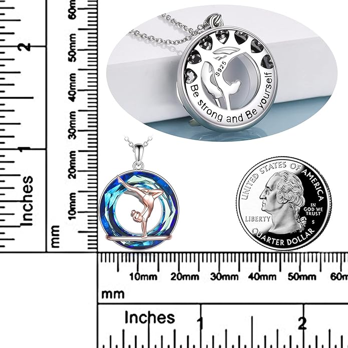 POPLYKE Sports Gifts for Girls Sterling Silver Gymnastics/Ballerina/Piano/Reading Heart-Shaped Pendant Necklace for Women