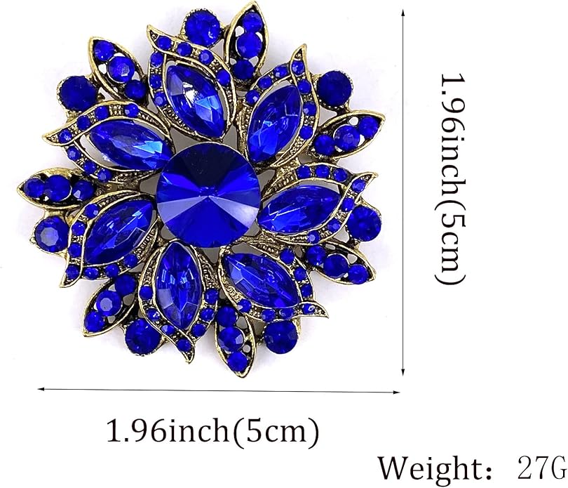 LAXPICOL Vintage Women's Austrian Crystal Elegant Flower Brooch Wedding Broach Pin