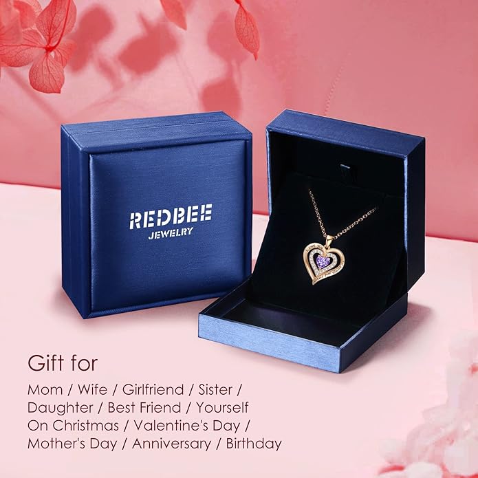 REDBEE Necklaces for Women Birthstone Heart Necklace Jewelry for Wife Girlfriend Woman Necklace