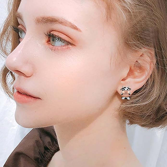 Animal Jacket Earrings for Womens 925 Sterling Silver Axolotl Pug Cat Goat Earrings Cute 3D Earrings Jacket Hypoallergenic