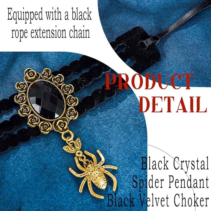 Gothic Black Choker Necklace Velvet Layered Necklace Black Crystal Collar Necklace Halloween Chokers for Women