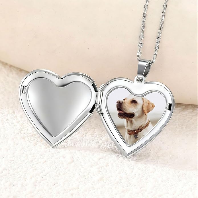 PHOCKSIN Personalized Locket Necklace for Women Photo Necklace with Customized Picture Birth Flower Birthstone New Years Gifts for Women