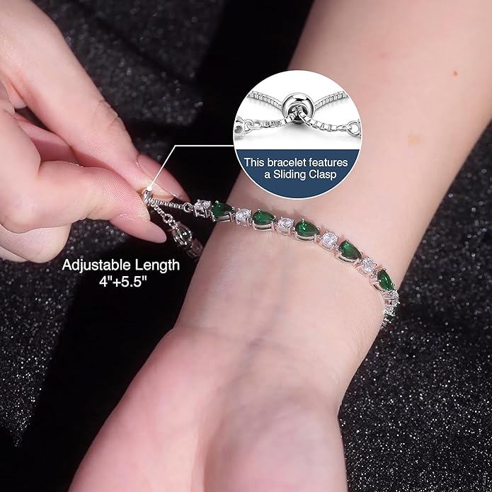 FANCIME Shine of Tears Birthstone Tennis bolo Bracelets Sterling Silver Tennis Bracelets Charm Fine Jewelry Birthday Gifts for Women Mom