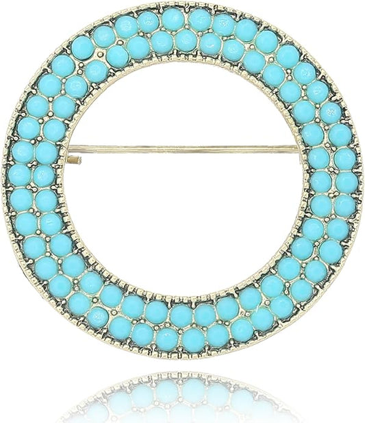 Turquoise West Cowboy Oval Tear Drop Brooch Pin for Women Retro Brooches Pins Classic Fashion Jewelry Accessories Gift