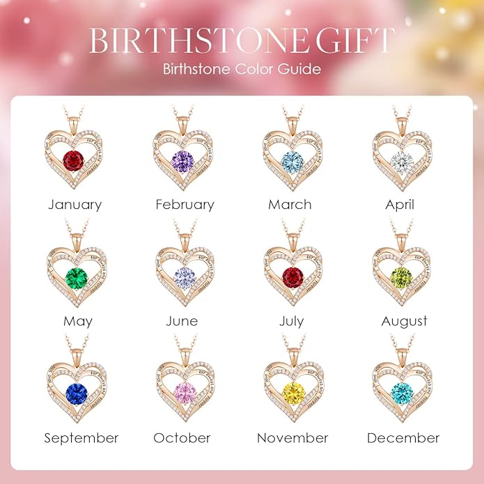 CDE Forever Love Heart Necklaces for Women, Wedding Anniversary, Birthday Mothers Day Gifts for Mom, Mother, Wife, Girlfriend, S925 Silver Jewelry with Birthstone Pendant
