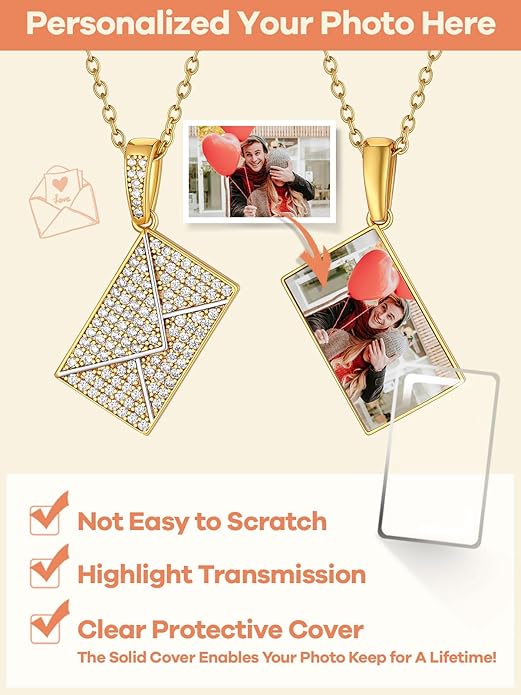 Supcare Locket Necklace That Holds Pictures-Engraved Photo Pendant Custom Jewellery Gifts for Men Women (with Jewellery Gift Box)