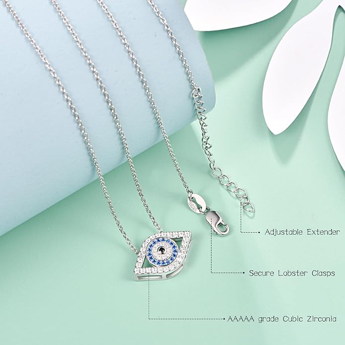 AENEAS Evil Eye Necklace for Women 925 Sterling Silver Necklace Ojo Turco Trendy Jewelry Gifts for Women Wife