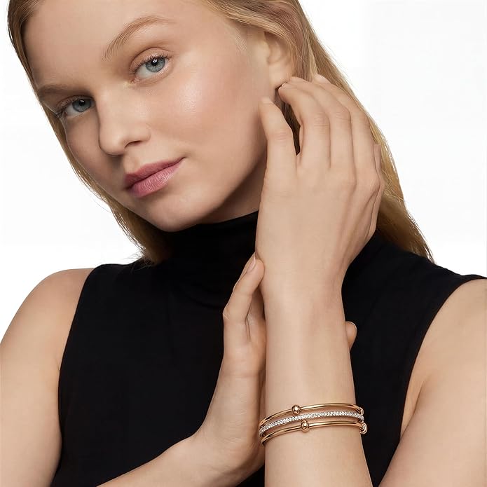 Musishiyu Gold Bracelets for Women Stacking Bangle - 18K Mixed Metal Tri-Color Rolling Interlocking Bands, Cubic Zirconia Fidget Anxiety Jewelry, Valentine's Galentine's Day Gifts (Love, Loyalty, Friendship)