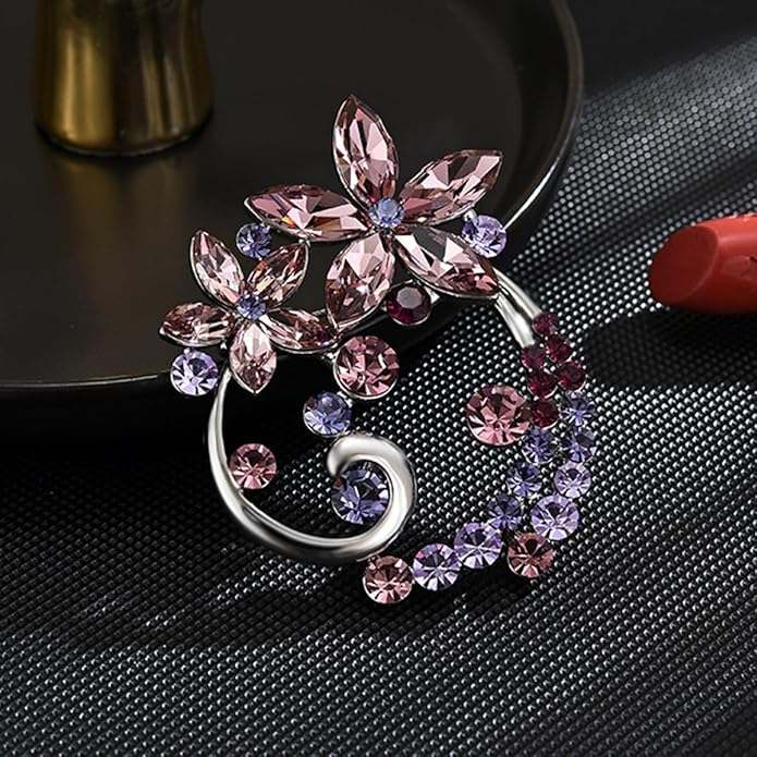 Flower Brooch Pin - Rhinestone Flower Pin 18k Gold Plated - Thanksgiving Day, Birthday, Wedding Gifts for Mom, Wife