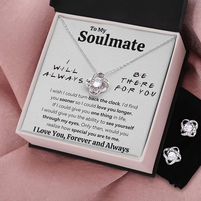 Couples Gifts Necklace To My Soulmate Necklace Birthday Christmas Jewelry Romantic Gifts For My Wife with Message Card Box Personalized Gift Present Pendant for Future Wife Soulmate Girlfriend