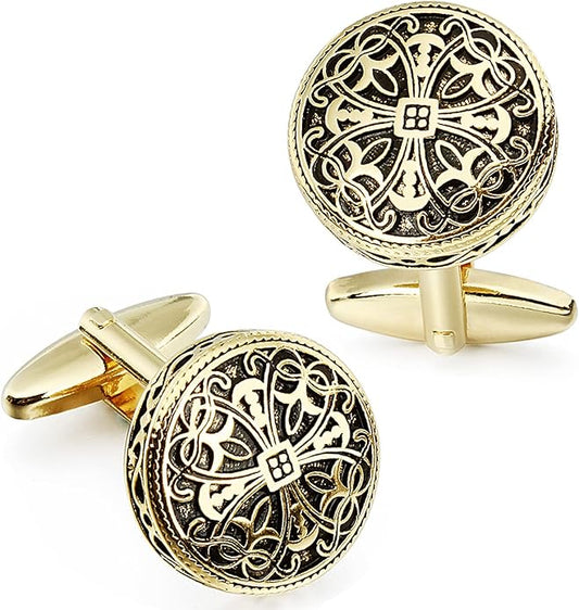 HAWSON Cufflinks and Studs for Men-Fashion Men Vintage Enamel Carbon Fiber Tuxedo Shirt Cufflinks and Studs Set for Regular Wedding Business Accessories