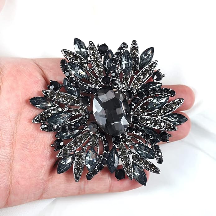 YOQUCOL Sunflower Shape Crystal Big Large Heavy Brooch Pin Rhinestone Scarf Decoration Corsage Cloth Pin for Women Girls