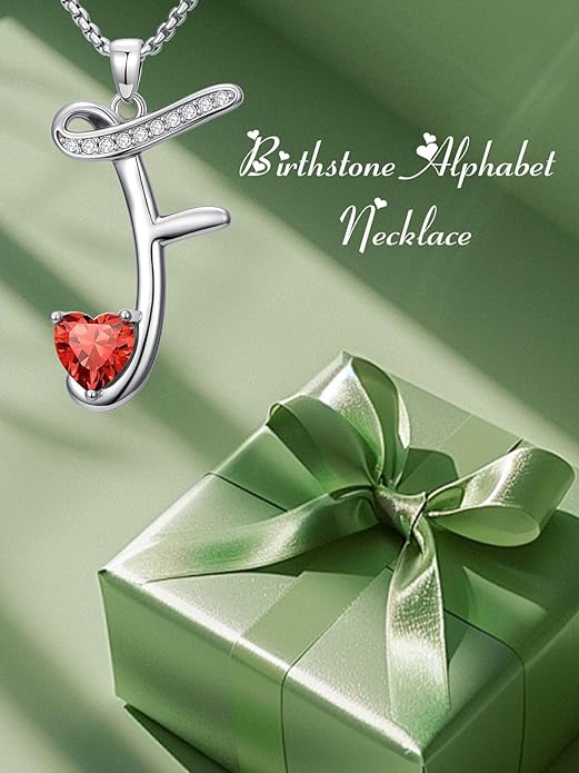 Christmas Gifts for Women Alphabet A to Z Initial Birthstone Pendant Necklaces for Women - 18k White Gold Plated Personalized Name Jewelry Valentine Mothers Day Birthday Gifts for Women Her Girlfriend