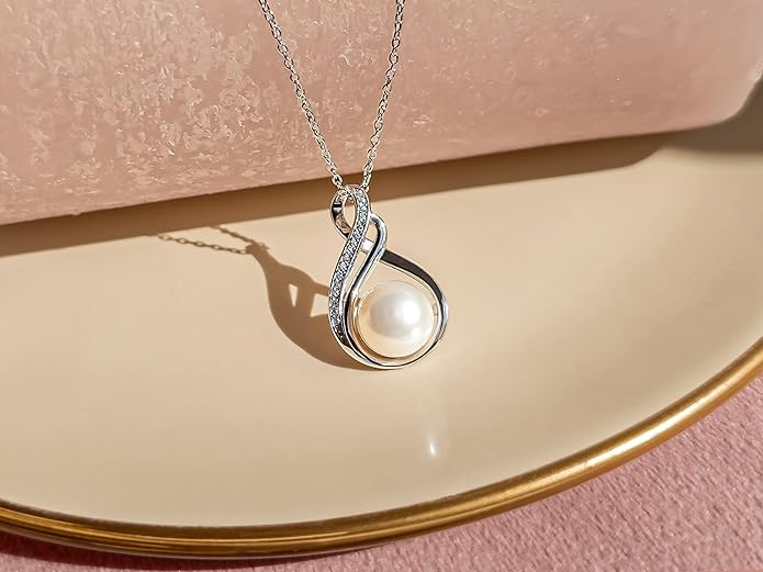 Gifts For Wife Wedding Anniversary - Mothers day gifts - AAA+ Real Pearl Necklaces For Women (18k Gold Plating 925 Sterling Silver) Mothers day necklace ideas Birthday Freshwater Pearl Necklace