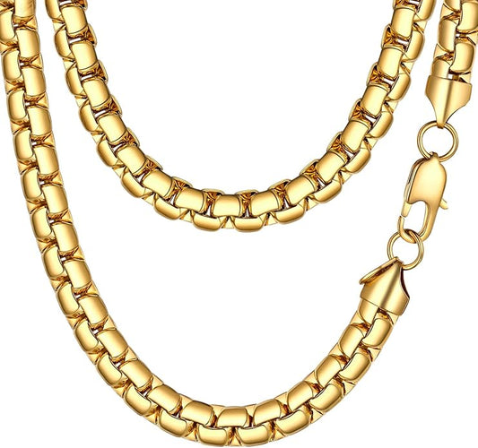 PROSTEEL Stylish Stainless Steel Round Link Chain Necklace for Men, 2mm/4mm/6mm/8mm. Silver/Gold/Black Tone, Hypoallergenic Jewelry, 14"-30", Come with Box