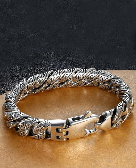 Italian Handmade Sterling Silver Mens Bracelets | Solid S925 Chain Bracelets for Men | Men's Silver Bracelet Gift for Dad, Boyfriend, Son, My Man