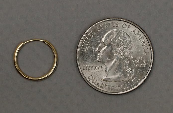 14k Gold Endless Hoop Earrings, 1.25mm Thick Tube