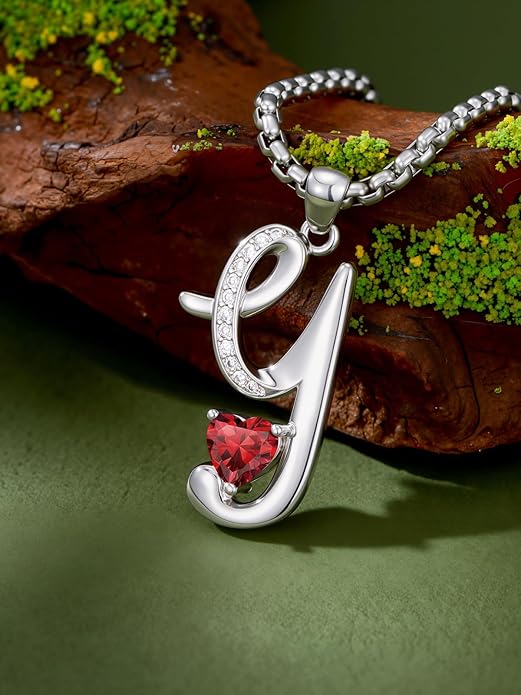 Christmas Gifts for Women Alphabet A to Z Initial Birthstone Pendant Necklaces for Women - 18k White Gold Plated Personalized Name Jewelry Valentine Mothers Day Birthday Gifts for Women Her Girlfriend