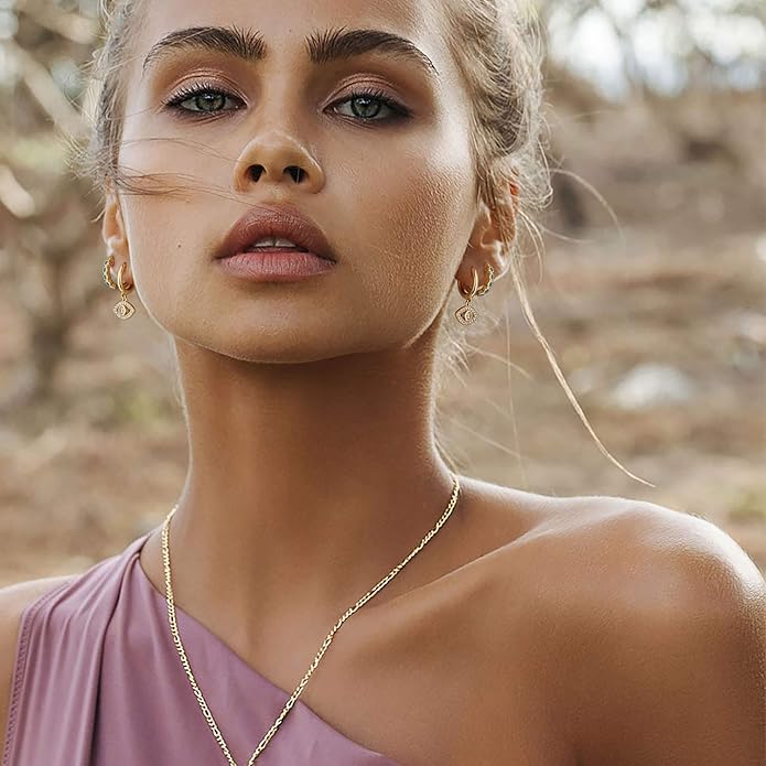 Gold Huggie Hoop Earrings 14K Gold Plated Dainty Chunky Thick Hoop Diamond Cubic Zriconia Inlay Sleeper Tiny Delicate Boho Beach Simple Hypoallergenic Jewelry Gift for Her
