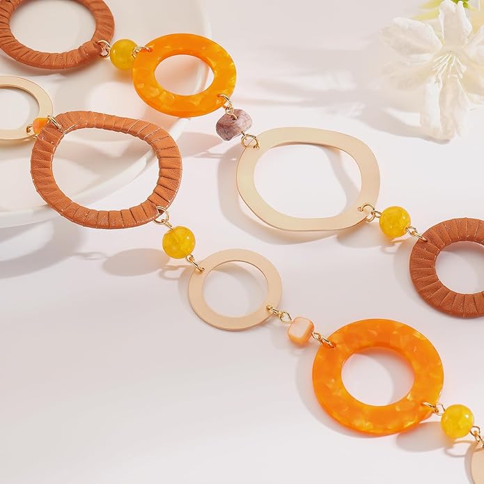 Bocar Layered Collar Necklace Statement Circle 2 Strand Chain Jewelry Necklaces Trendy for Women Gift