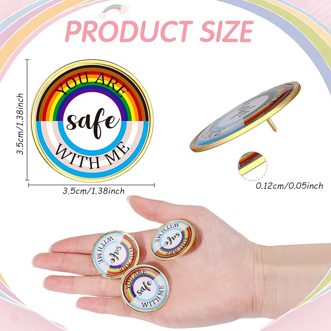 Junkin You Are Safe with Me Enamel Pins Rainbow Lapel Pride Pins Lgbtq Supports Badge Pride Accessories Cute Brooch