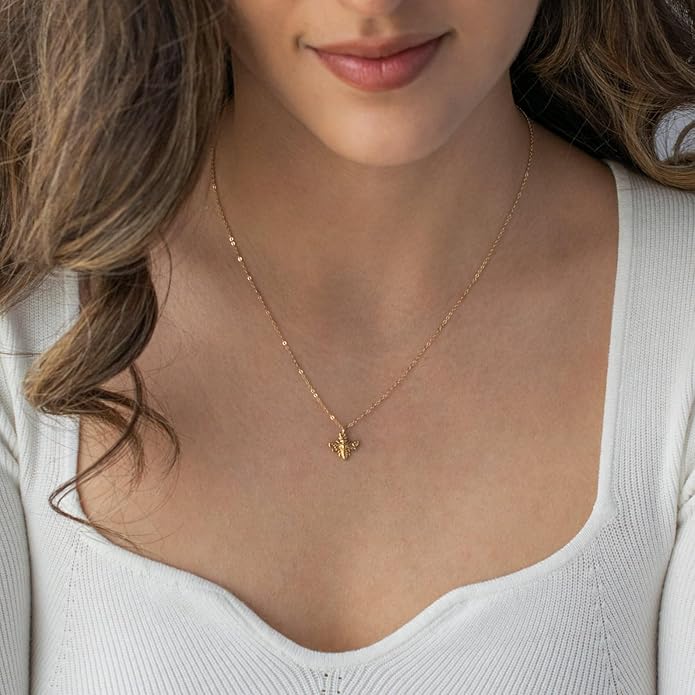 Gold Necklace for Women-14K Gold Plated Bow,Dragon,Shell, Palm Tree, Seahorse, Conch Shell,Sardines, Cowboy Boot,Bat,Bunny Pendant Beachy Jewelry for Women Gifts