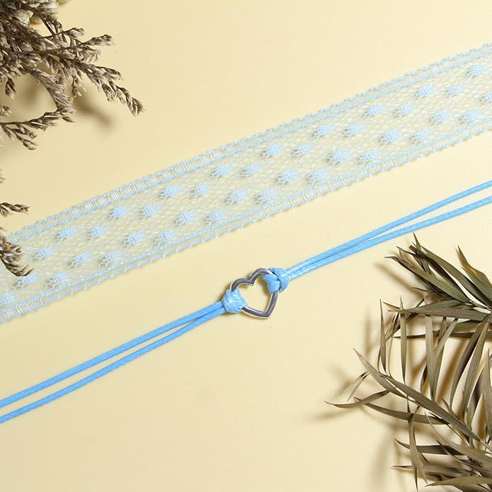 Nova&Aria Chokers Set For Women Heart Choker Necklaces Flower Pendant Velvet Cute Pink Turquoise Blue White Black Choker Necklace Christmas Colorful Lace Chokers
