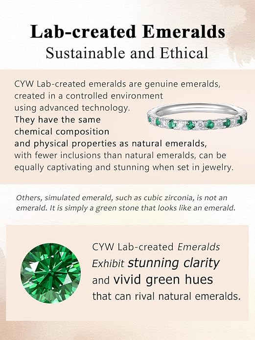 CYW Moissanite Sapphire Ruby Emerald Hand Setting Full Eternity Rings for Women, Solid 925 Sterling Silver, Stackable Ring, Wedding Birthday Valentines Anniversary Mothers Day Ideal Gift for Her