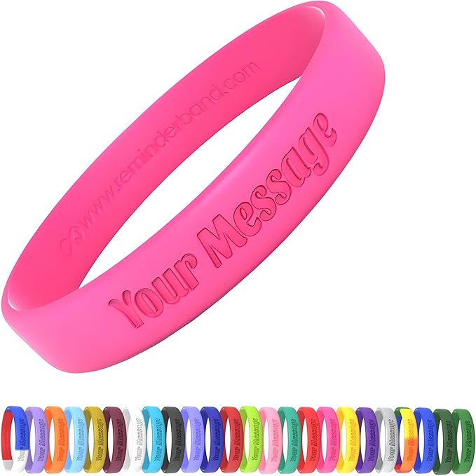 Reminderband Custom Silicone Bracelet – Motivational Wristbands, Bulk Personalized Bands for Events, Awareness, Fundraisers, Gifts – Custom Rubber Bracelets - 1/2" Classic