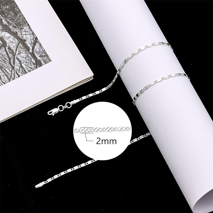 925 Sterling Silver Chain Necklace for Women 16-24 Inch Silver Jewelry Gift