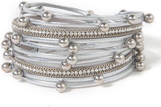 Rantanto Braid Leather Wrap Bracelet Trendy Stackable Crystal Cuff Boho Gold Heart Bracelet Jewelry Gift For Women