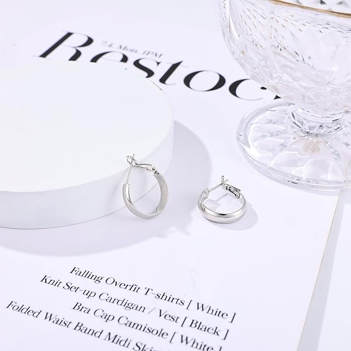 Gacimy 14K Gold Plated Hoop Earrings for Women, 14k Real Gold Plated with 925 Sterling Silver Post, Hypoallergenic Lightweight Thick Hoops Earrings for Women Trendy