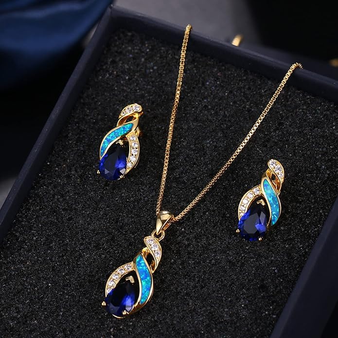 Hermosa Jewelry Sets Australian Created Opal Necklace Earrings Mother's Day Gifts Jewelry for Mom