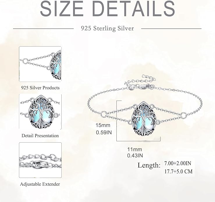 Mustard Seed Cross/Paw Print/Butterfly/Sunflower/Compass/Moss Agate Bracelet for Women 925 Sterling Silver Graduation Link Bracelet Jewelry for Women
