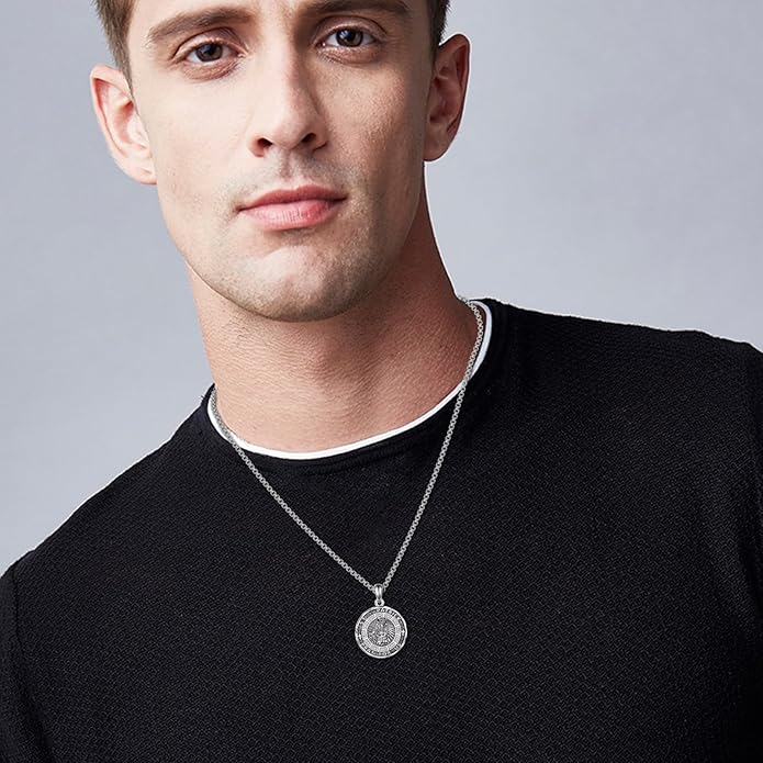 YFN Patron Saint Necklace Sterling Silver Amulet Medal Pendant Religious Protector Jewelry Gifts for Women Men