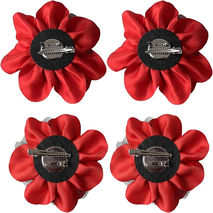 Women's Brooches 4pcs Rose Flower Hair Clip Flamenco Dancer Pin up Mexican Hair Flowers Clips Hairpin Brooch Tea Party Hats Headpieces