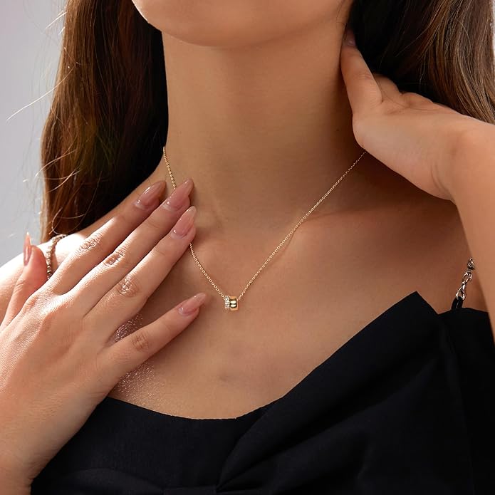 Zeffy Diamond Necklaces for Women, Dainty Gold Necklace 18k Gold Plated Layered Necklaces Simple Gold CZ Diamond Pendant Necklaces for Women Trendy Jewelry Gifts for Girls