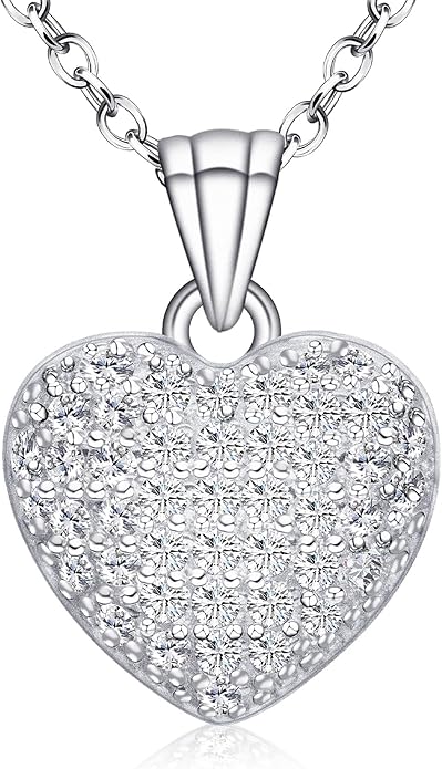 Pendant Necklaces for Women 925 Sterling Silver with Moissanite & Genuine Jewelry, Lucky Clover, Butterfly, Pink Crystal Heart Design, 14K White Gold Plated Nacklace, Mom Wife Women's Birthday Gifts