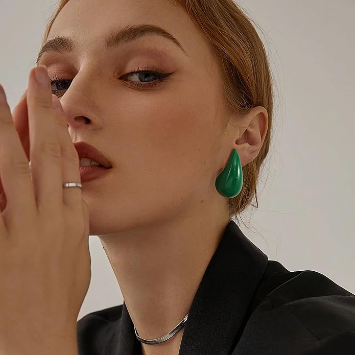 Gacimy Teardrop Earrings Dupes for Women 14K Gold Plated, Chunky Drop Earrings for Women with 925 Sterling Silver Post