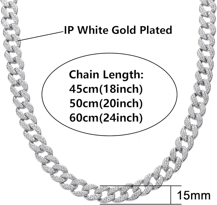 Saintda Cuban Link Chain and Bracelet Set for Men Women Iced Out Diamond Gift for Boys Hip Hop Rapper Jewelry