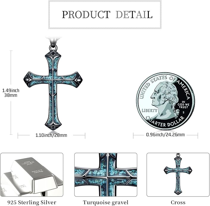 Cross Necklace for Men 925 Sterling Silver Celtic Cross Pendant Christian Jewelry Religious Christmas Gifts for Women