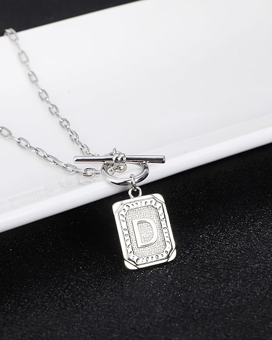 MJartoria Layered Initial Necklaces for Women Trendy, 14K Gold Plated Brass Simple Star Choker Square Letter Pendant Necklace, Paperclip Chain Necklaces Jewelry Gifts