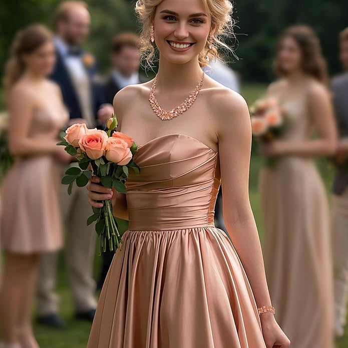 BriLove Women's Wedding Bridal Austrian Crystal Marquise Cluster Collar Necklace Dangle Earrings Set