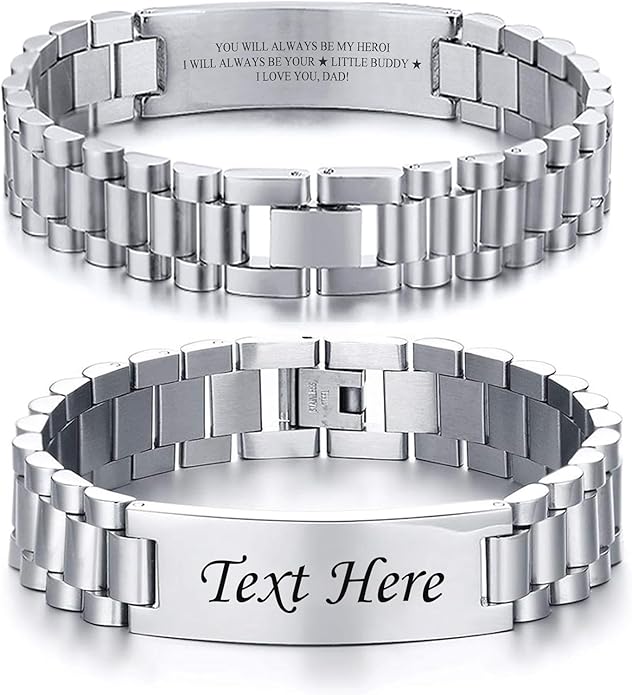 VNOX Masculine Watch Band Stainless Steel Link Bracelet Personalized Jewelry Gift for Men DAD Father Husband Boyfriend