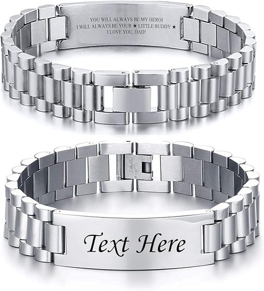 VNOX Masculine Watch Band Stainless Steel Link Bracelet Personalized Jewelry Gift for Men DAD Father Husband Boyfriend