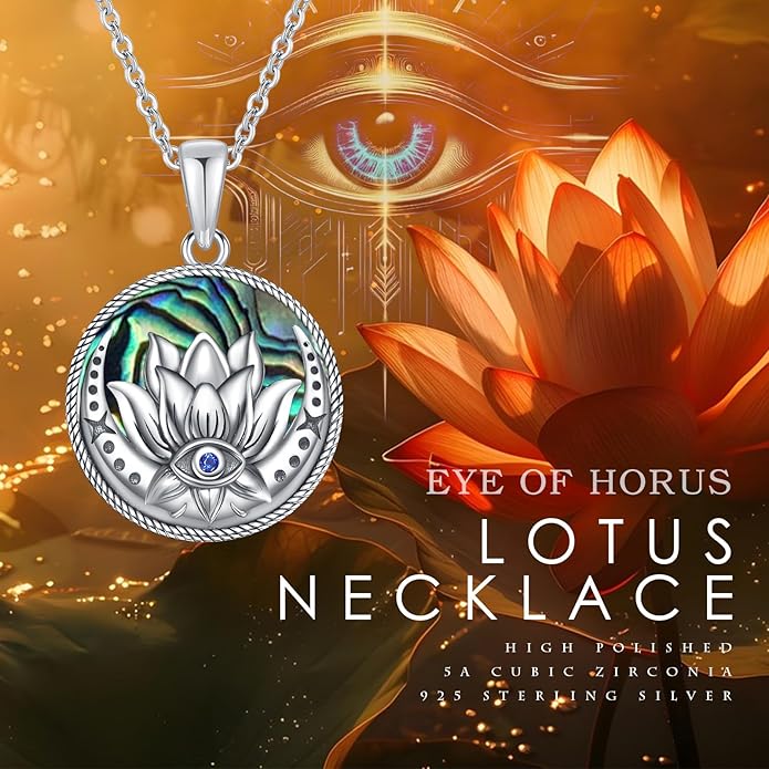 Evil Eye Necklace for Women 925 Sterling Silver, Protection Necklace with Blue Evil Eye Charm, Evil Eye/Lotus Pendant Jewelry, Birthday Christmas Gifts for Her