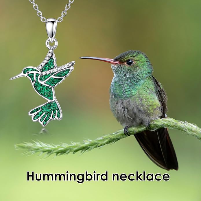 Dove/Hummingbird/Red Cardinal Necklace 925 Sterling Silver Turquoise/Opal/MoonStone/Malachite Bird Necklace Dove Pendant Jewelry for Women Men